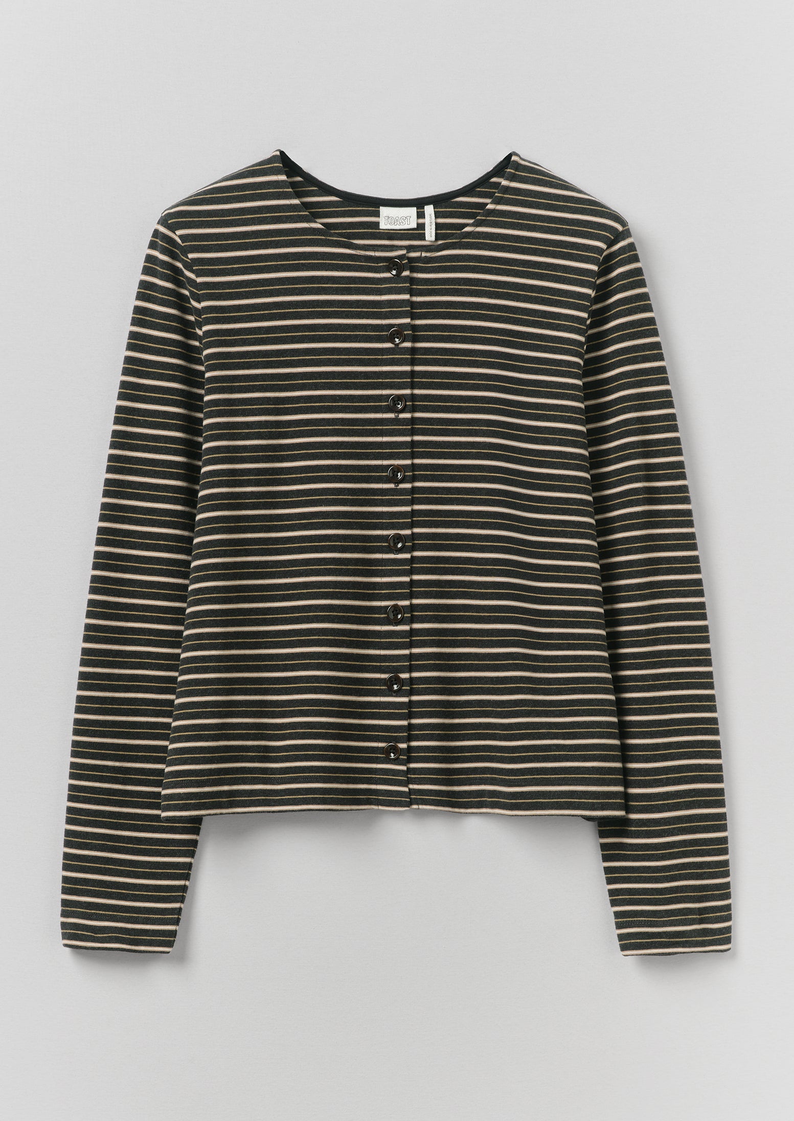Stripe Button Through Cotton Jersey Tee