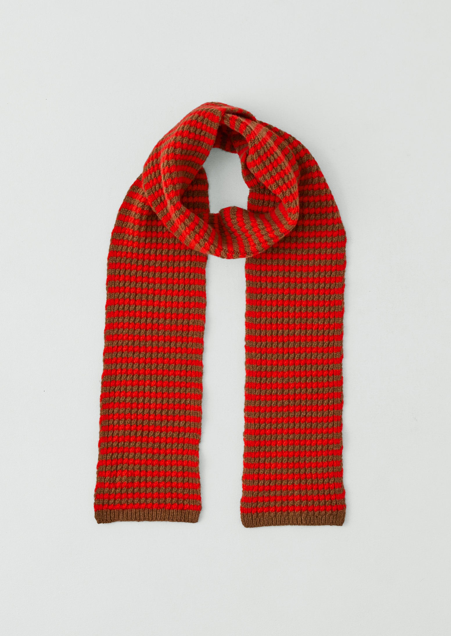 Micro Cable Striped Wool Scarf